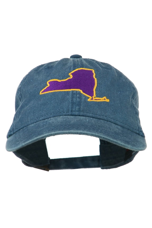 New York State Map Embroidered Cap - Navy OSFM