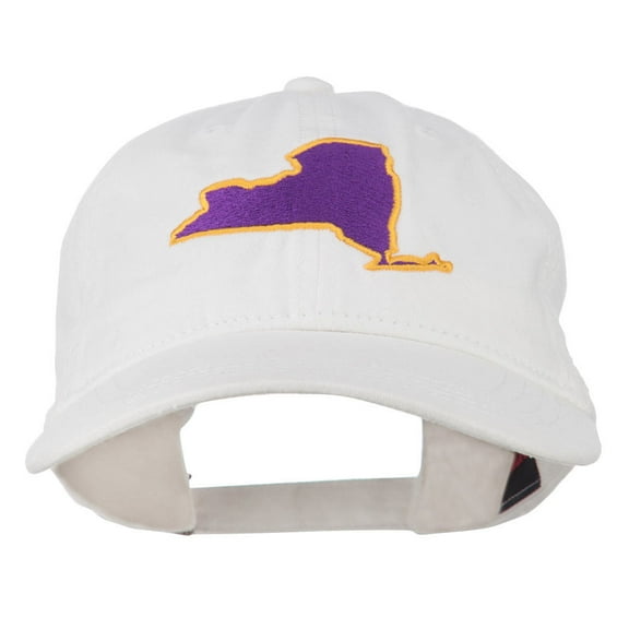 New York State Map Embroidered Cap - White OSFM