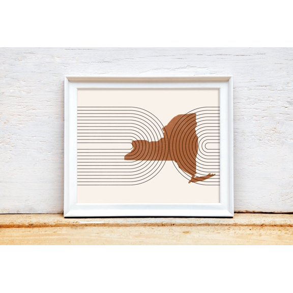 New York State Map Wall Art Print, Mid Century Minimalist Decor