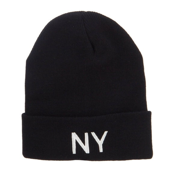 New York State NY Embroidered Cuff Beanie - Black OSFM