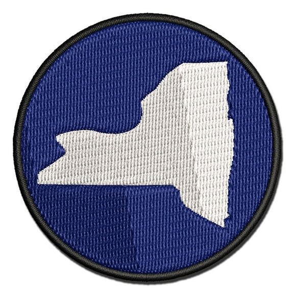 New York State Silhouette Applique Multi-Color Embroidered Iron-On Patch - 2.0 Inch Mini