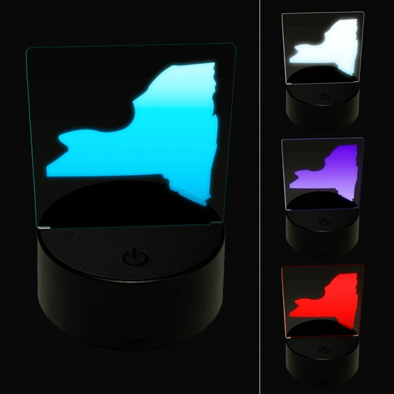New York State Silhouette LED Night Light Sign 3D Illusion Desk Nightstand Lamp