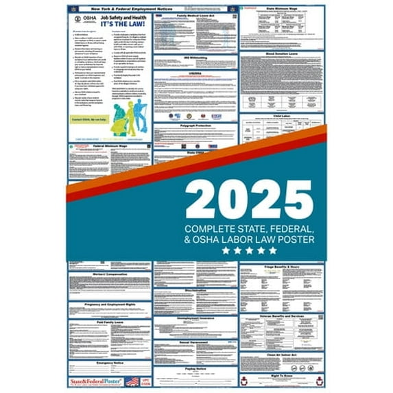 New York State and Federal Labor Law Poster 2025 , All In One | Spanish-Paper