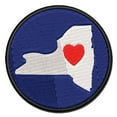 thumbnail image 1 of New York State with Heart Applique Multi-Color Embroidered Hook & Loop Patch - 2.0 Inch Mini, 1 of 5