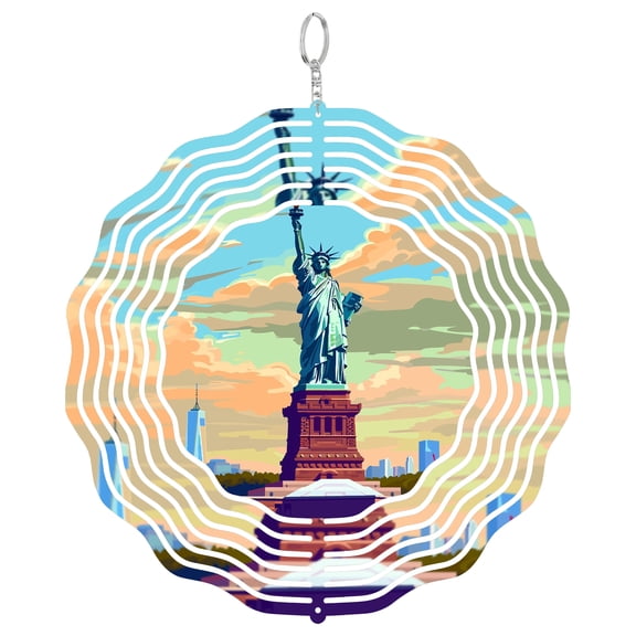 New York Statue Of Liberty 3D Wind Spinner Kinetic Hanging Art Outdoor Garden Decor NYC Harbor Gift