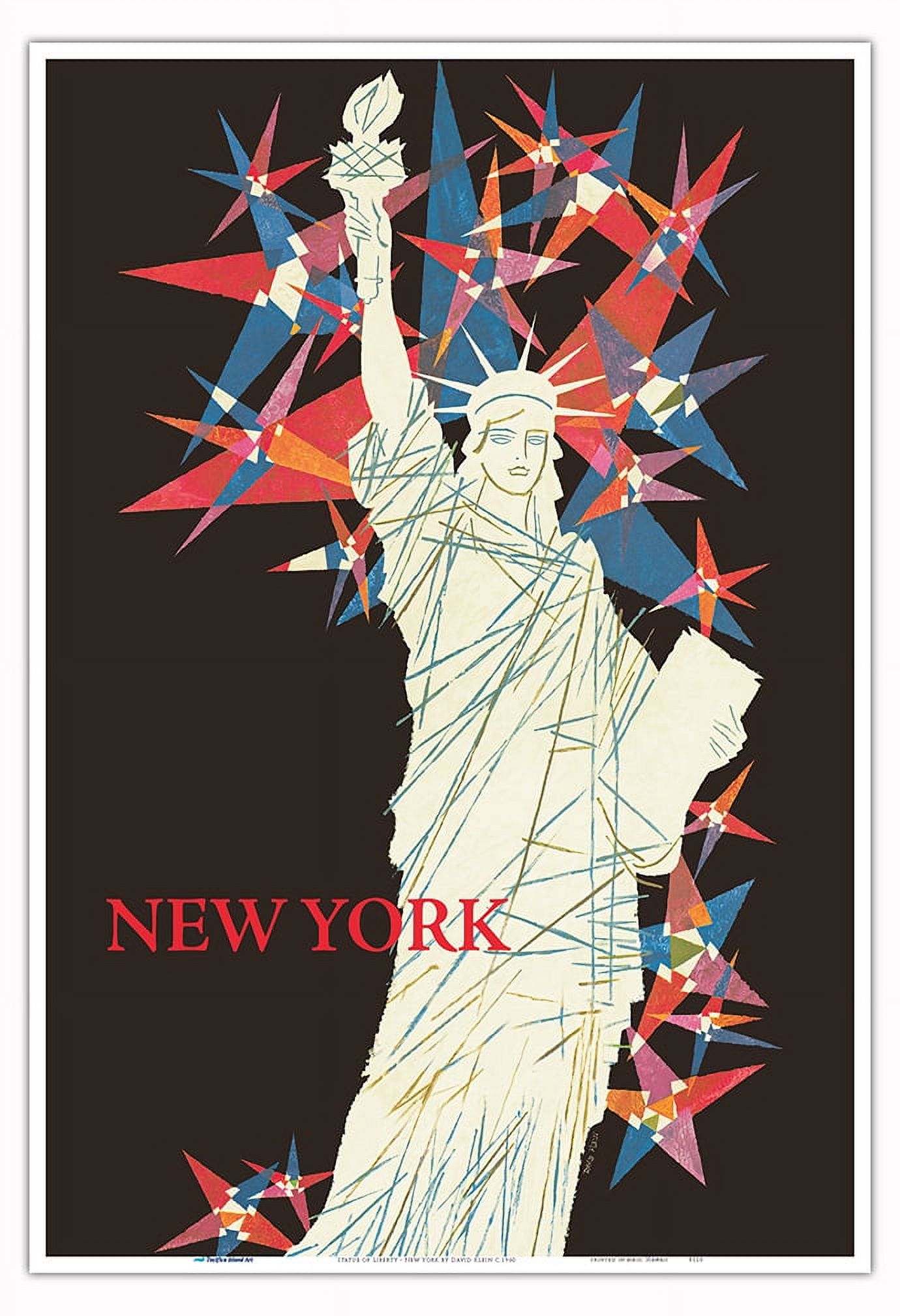 New York - Statue of Liberty - Vintage Travel Poster by David Klein c ...