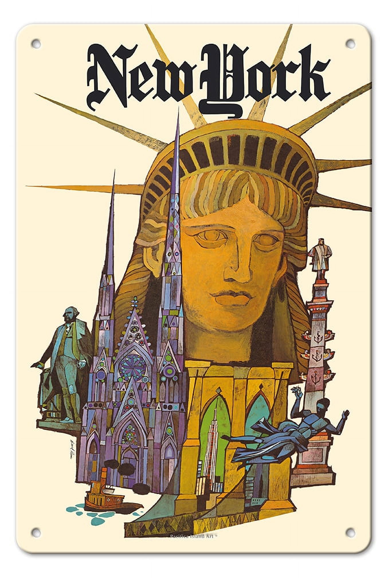 New York - Statue of Liberty - Vintage Travel Poster by David Klein c ...