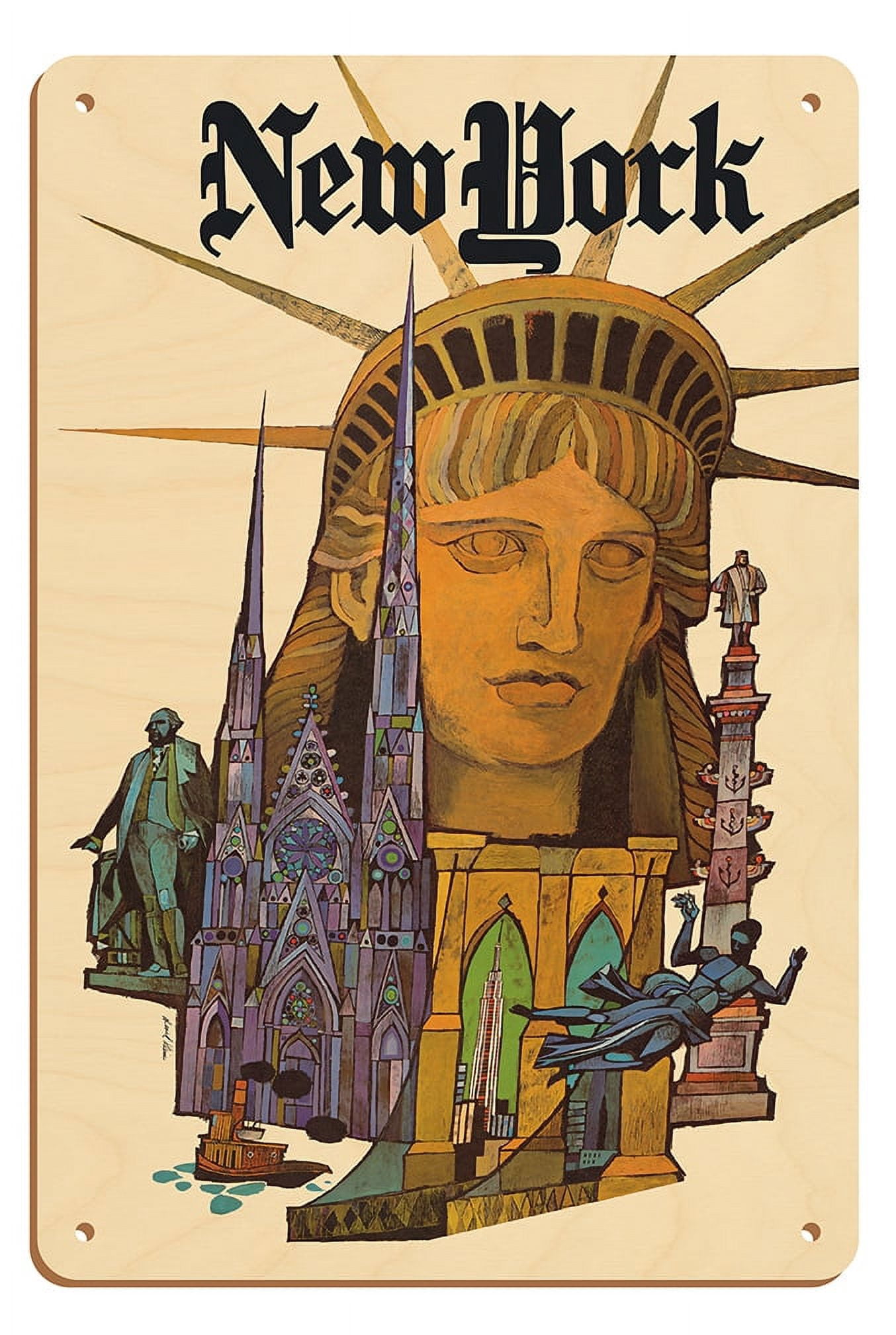 New York - Statue of Liberty - Vintage Travel Poster by David Klein c ...