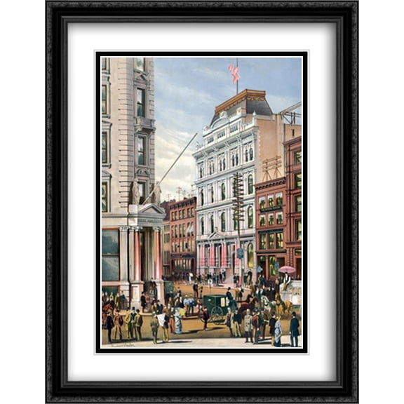 New York Stock Exchange - 1882 2x Matted 28x36 Large Black Ornate Framed Art Print by The Cityscape Art Print Series