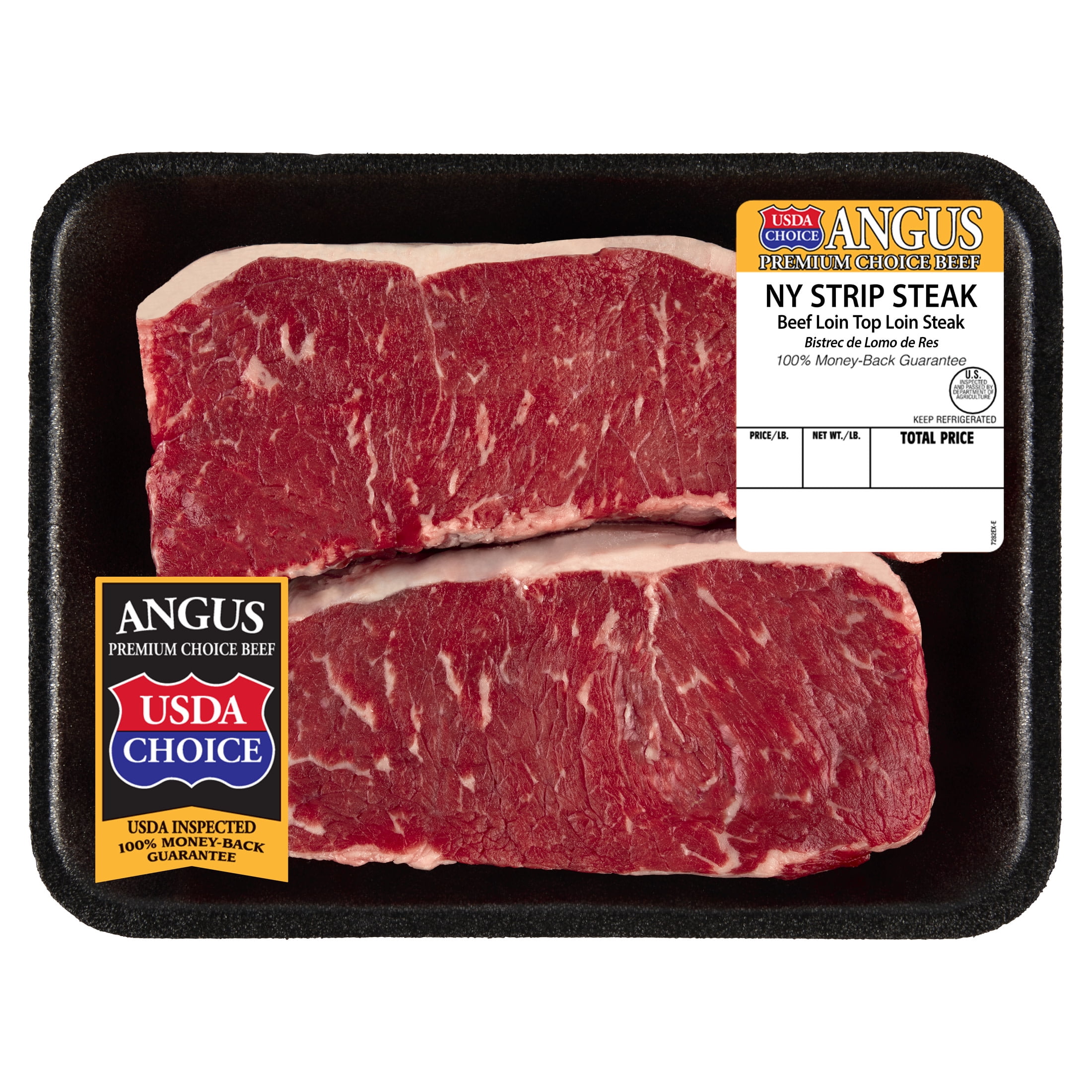 New York Strip Steak, Choice Angus Beef, 2 per Tray, 0.82 -1.57 lb 