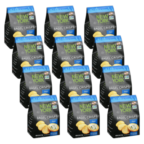 New York Style Bagel Crisps Plain 6 oz (Pack of 12)