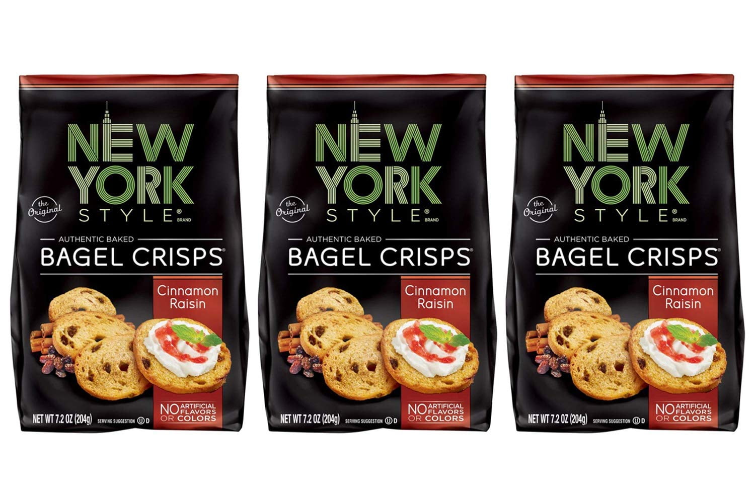New York Style Bagel YYF14 Crisps CINNAMON RAISIN, 7.2 Ounce -(Pack of 3) Party Time Snacks