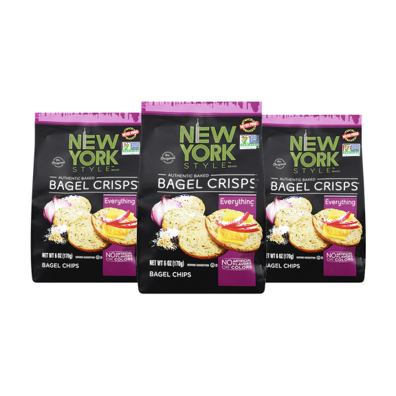 New York Style Everything Authentic Baked Bagel Crisps, 3-Pack 6 oz. Bags