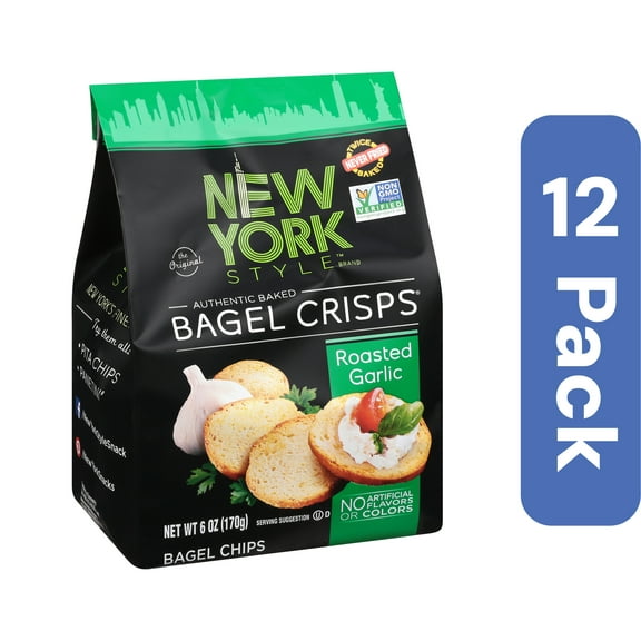 New York Style Garlic Bagel Crisps 6 oz (Pack of 12)