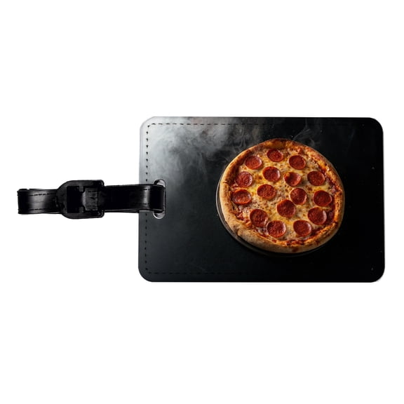 New York Style Pepperoni Pizza Faux Leather Travel Luggage Tag
