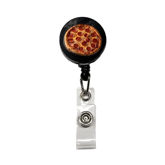 New York Style Pepperoni Pizza Retractable Reel ID Badge Key Card Name Tag Holder with Clip