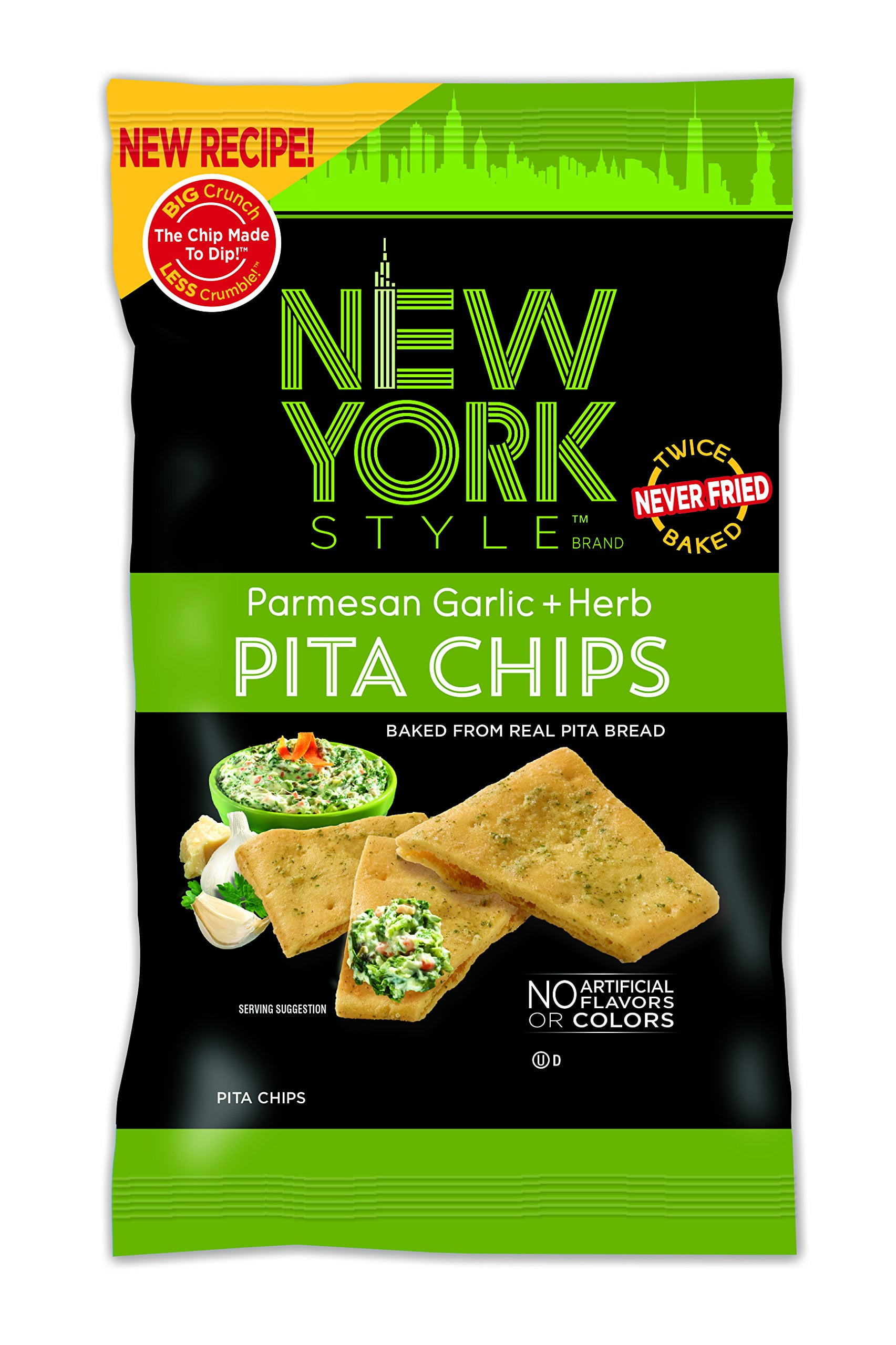 New York Style Pita DMF15 Chips, Parmesan Garlic + Herb, 8 Ounce (Pack of 12)