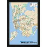 New York Subway Map 28x40 Framed Art Print.
