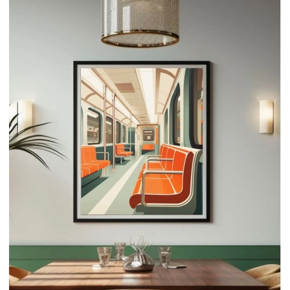 New York Subway Train Art Print - Iconic NYC Manhattan Travel Poster, 8x12 UNFRAMDE