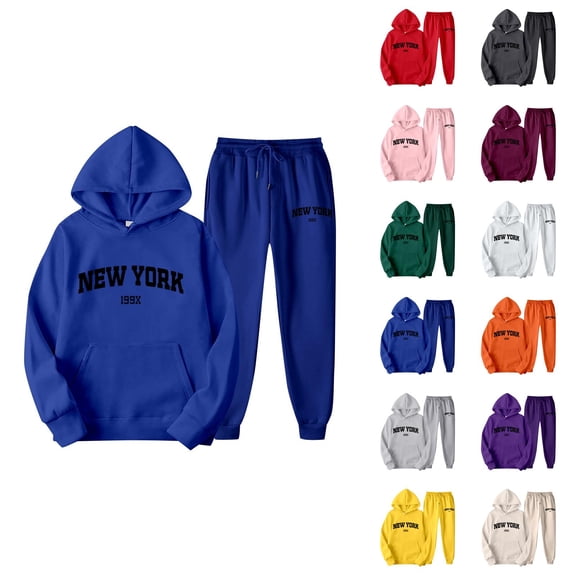 New York Sweat Suits for Womens 2 Piece 2026 Casual Hoodie and Joggers Sweatpants Matching Set