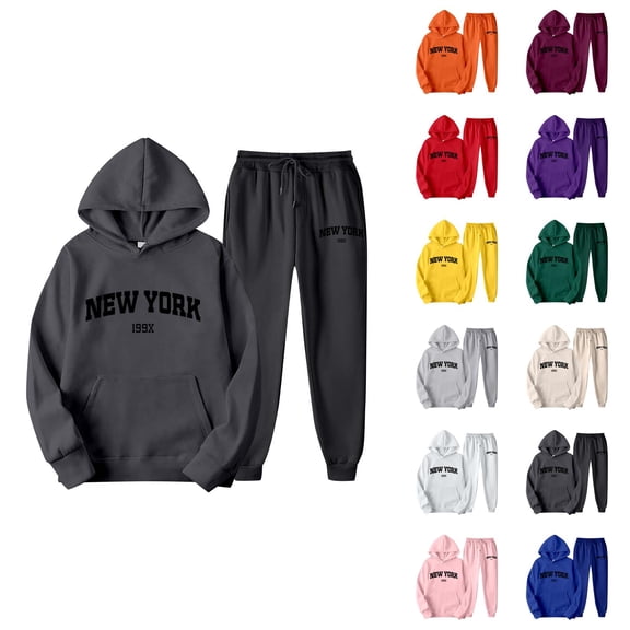New York Sweat Suits for Womens 2 Piece 2026 Fashion Hoodie and Joggers Sweatpants Matching Set