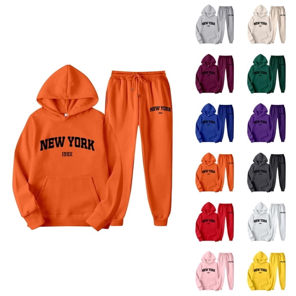 New York Sweat Suits for Womens 2 Piece 2026 Trendy Hoodie and Joggers Sweatpants Matching Set