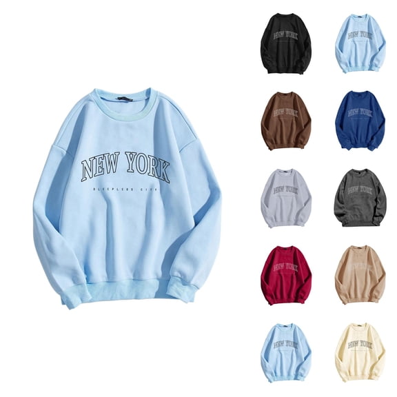 New York Sweatshirt for Women 2026 Fall Winter Casual Long Sleeve Crewneck Graphic Pullover Sweat Shirts Tops