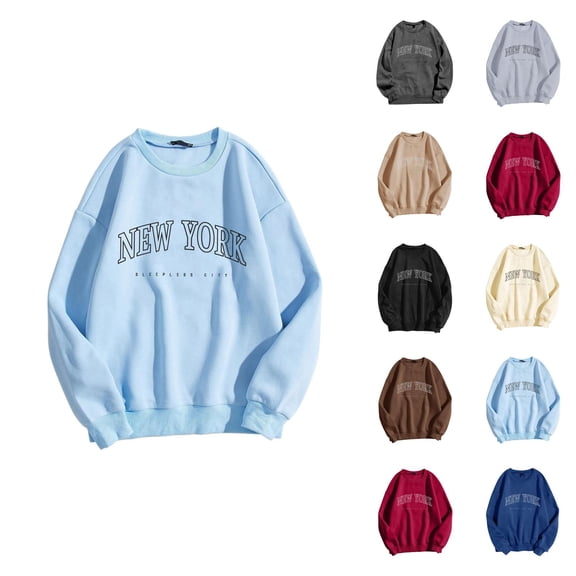 New York Sweatshirt for Women 2026 Fall Winter Fashion Long Sleeve Crewneck Graphic Sweatshirts Pullover Tops
