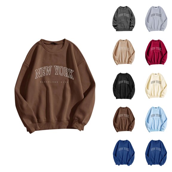 New York Sweatshirt for Women 2026 Fall Winter Fashion Long Sleeve Crewneck Graphic Sweatshirts Pullover Tops