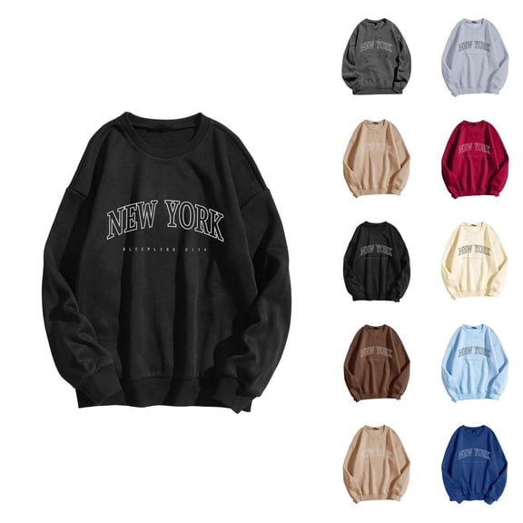 New York Sweatshirt for Women 2026 Fall Winter Fashion Long Sleeve Crewneck Graphic Sweatshirts Pullover Tops