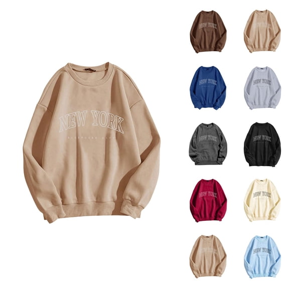 New York Sweatshirt for Women 2026 Fall Winter Trendy Long Sleeve Crewneck Graphic Pullover Sweat Shirts Tops