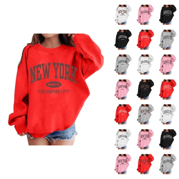 New York Sweatshirts for Girl 2025 Fashion Long Sleeve Crewneck Graphic Sweatshirt Kids Pullover Tops