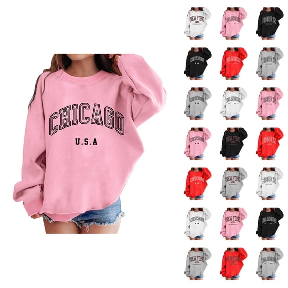 New York Sweatshirts for Girl 2025 Fashion Long Sleeve Crewneck Graphic Sweatshirt Kids Pullover Tops
