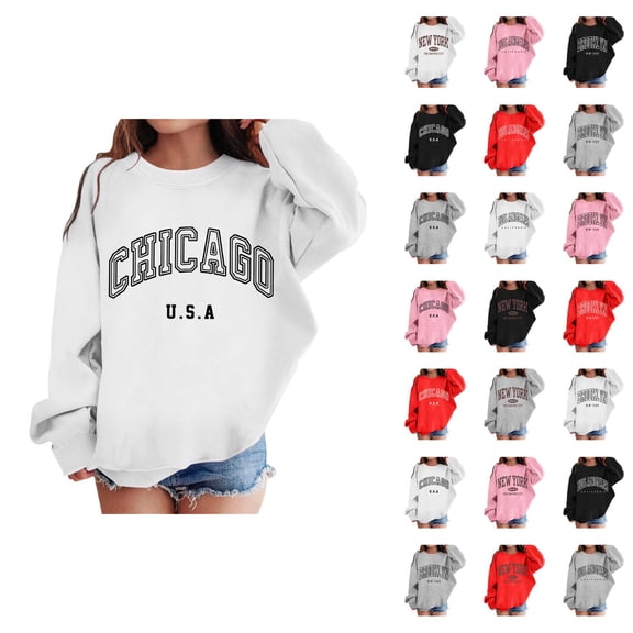 New York Sweatshirts for Girl 2025 Fashion Long Sleeve Crewneck Graphic Sweatshirt Kids Pullover Tops