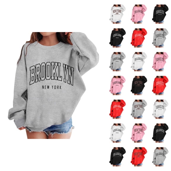 New York Sweatshirts for Girl 2025 Fashion Long Sleeve Crewneck Graphic Sweatshirt Kids Pullover Tops