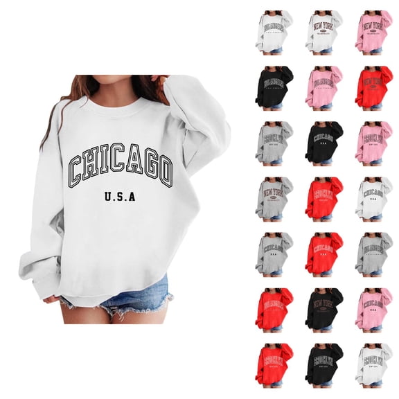 New York Sweatshirts for Girl Long Sleeve Fashion Crewneck Graphic Sweatshirt Kids Pullover Tops