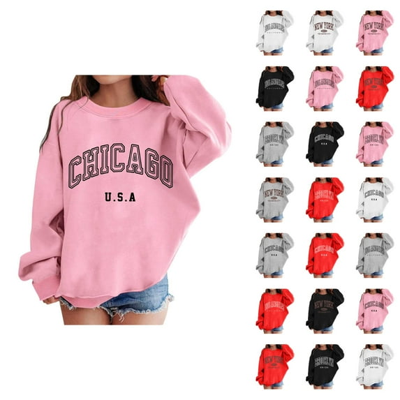 New York Sweatshirts for Girl Long Sleeve Fashion Crewneck Graphic Sweatshirt Kids Pullover Tops