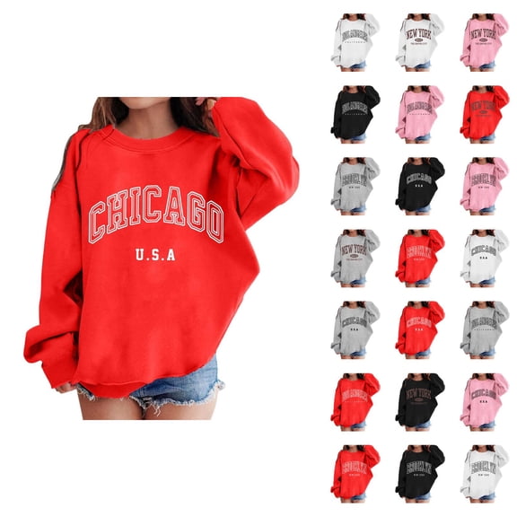 New York Sweatshirts for Girl Long Sleeve Fashion Crewneck Graphic Sweatshirt Kids Pullover Tops
