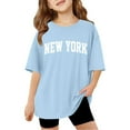 thumbnail image 1 of New York T-Shirts for Girls 3-4 Years Cute Tops for Teen Girls Back To School Shirt Toddler Valentines Day Tops School Clothes for Girls Light Blue, 1 of 6