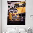 thumbnail image 1 of New York Tapestry, Picture of Antique Yellow Taxi Historic Element of Old NYC Nostalgia Vintage Cab, Wall Hanging for Bedroom Living Room Dorm Decor, 60W X 80L Inches, Yellow Grey, by Ambesonne, 1 of 2