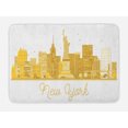 thumbnail image 1 of New York Taxi Bath Mat, NY City Skyline Silhouette and Statue of Liberty Sketch, Plush Bathroom Decor Mat with Non Slip Backing, 29.5" X 17.5", White and Pale Earth Yellow, by Ambesonne, 1 of 2