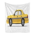 thumbnail image 1 of New York Taxi Soft Flannel Fleece Blanket, Side View Illustration of American Style NY City Checker Cab Art Print, Cozy Plush for Indoor and Outdoor Use, 70" x 90", White and Mustard, by Ambesonne, 1 of 6