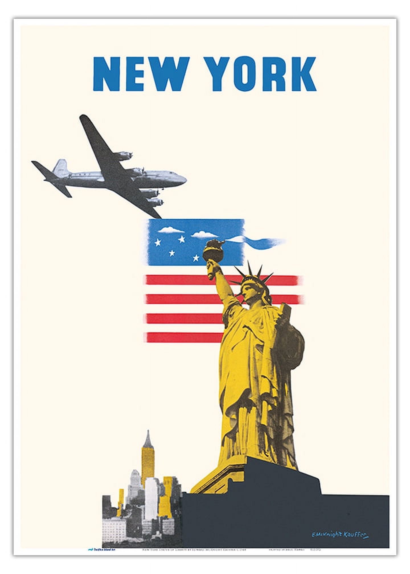 New York - The Statue of Liberty - Vintage Airline Travel Poster by ...