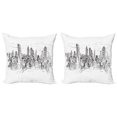 thumbnail image 1 of Ambesonne Modern Throw Pillow Cover 2 Pack, Sketchy NYC Cityscape, 18", Grey White, 1 of 2
