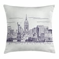 thumbnail image 1 of New York Throw Pillow Cushion Cover, Sketchy Simple View of NYC Statue of Liberty Freedom Symbol Ellis Island Print, Decorative Square Accent Pillow Case, 18 X 18 Inches, Purple White, by Ambesonne, 1 of 2