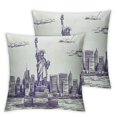 New York Throw Pillow Cushion Cover, Sketchy Simple View of NYC of