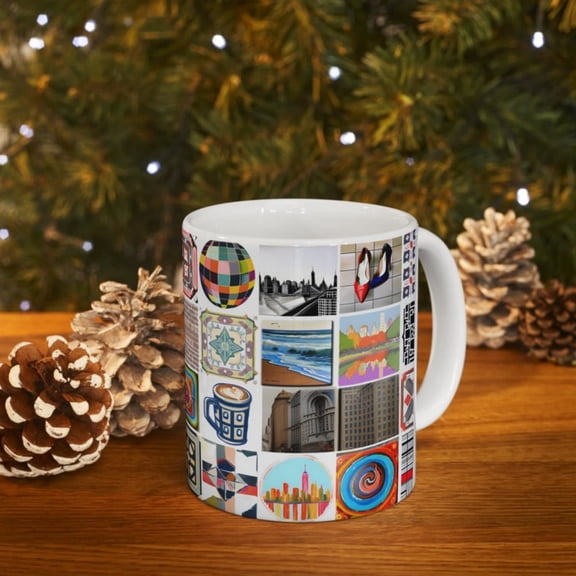 New York Tile Mug NYC Ceramic Art, Custom Text Gift oz.