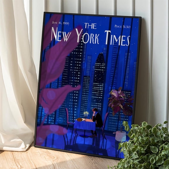 New York Times 1986 Poster: Romantic City Lights, Blue Hour, Unframed Poster Size 24x36