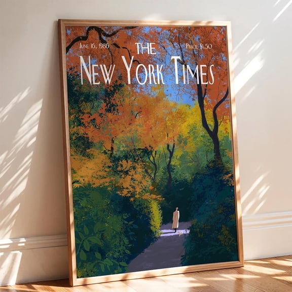 New York Times Autumn 1986 Poster: Vintage Fall Forest Art Poster, Unframed Poster Size 12x18