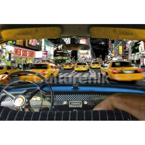 New York Times Square Taxi Ride Poster (36 X 24)